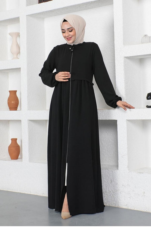 Zipped Front Soft-Drape Modest Abaya
