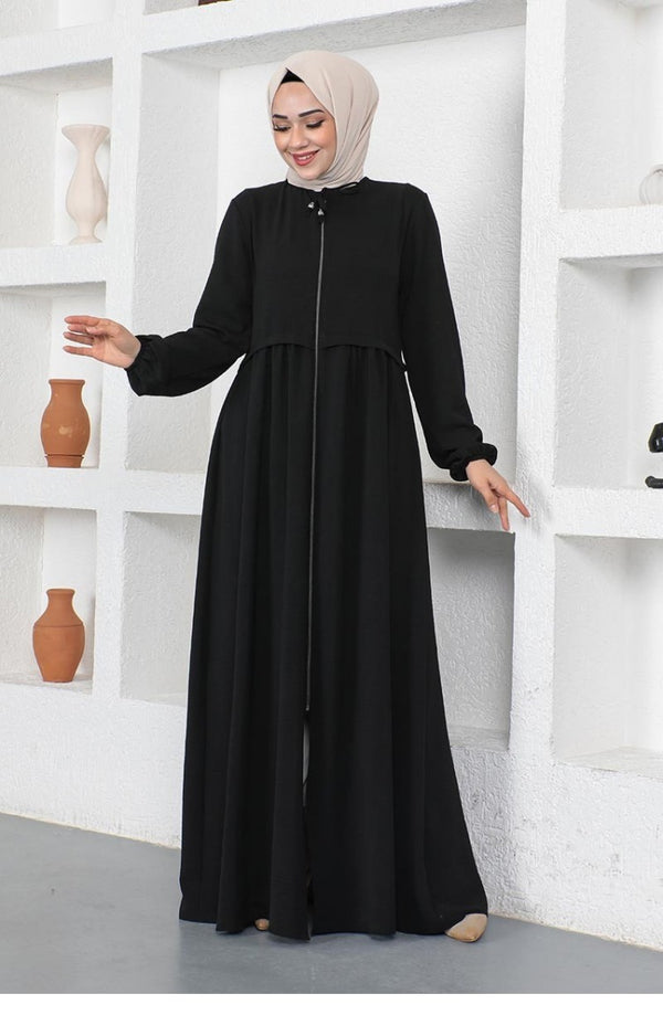 Zipped Front Soft-Drape Modest Abaya