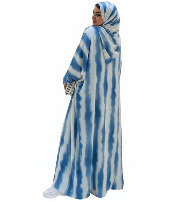 Bold Stripe Tie-Dye Soft Flow Abaya