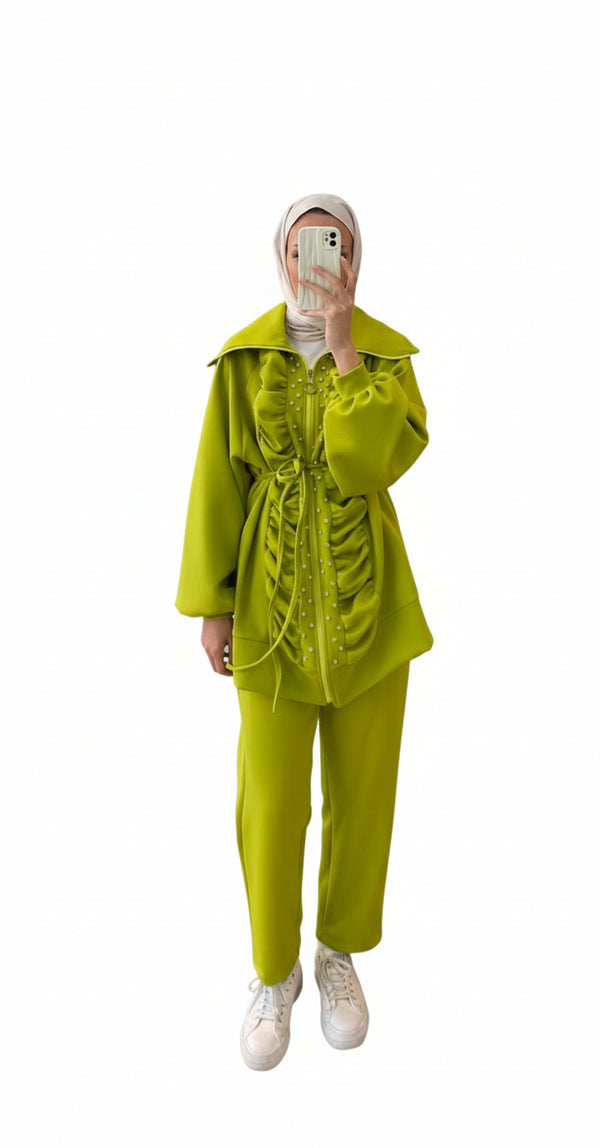 Modern Ruched Modest Two-Piece Set