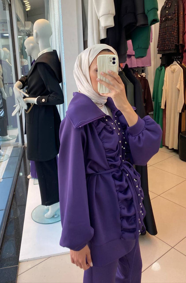 Modern Ruched Modest Two-Piece Set