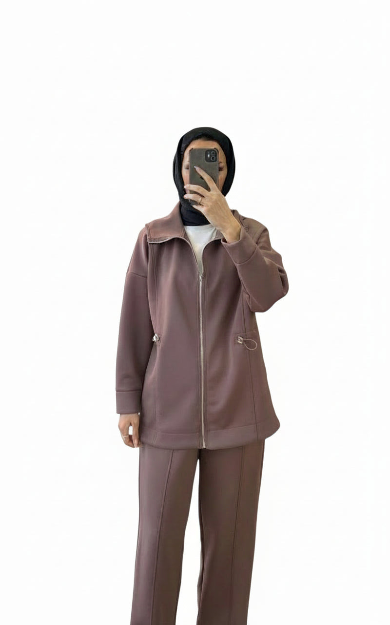 Zip-Front Modest Tracksuit Set