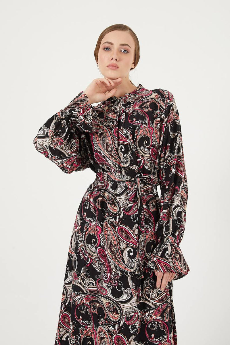 Abstract Floral Print Soft Maxi Dress