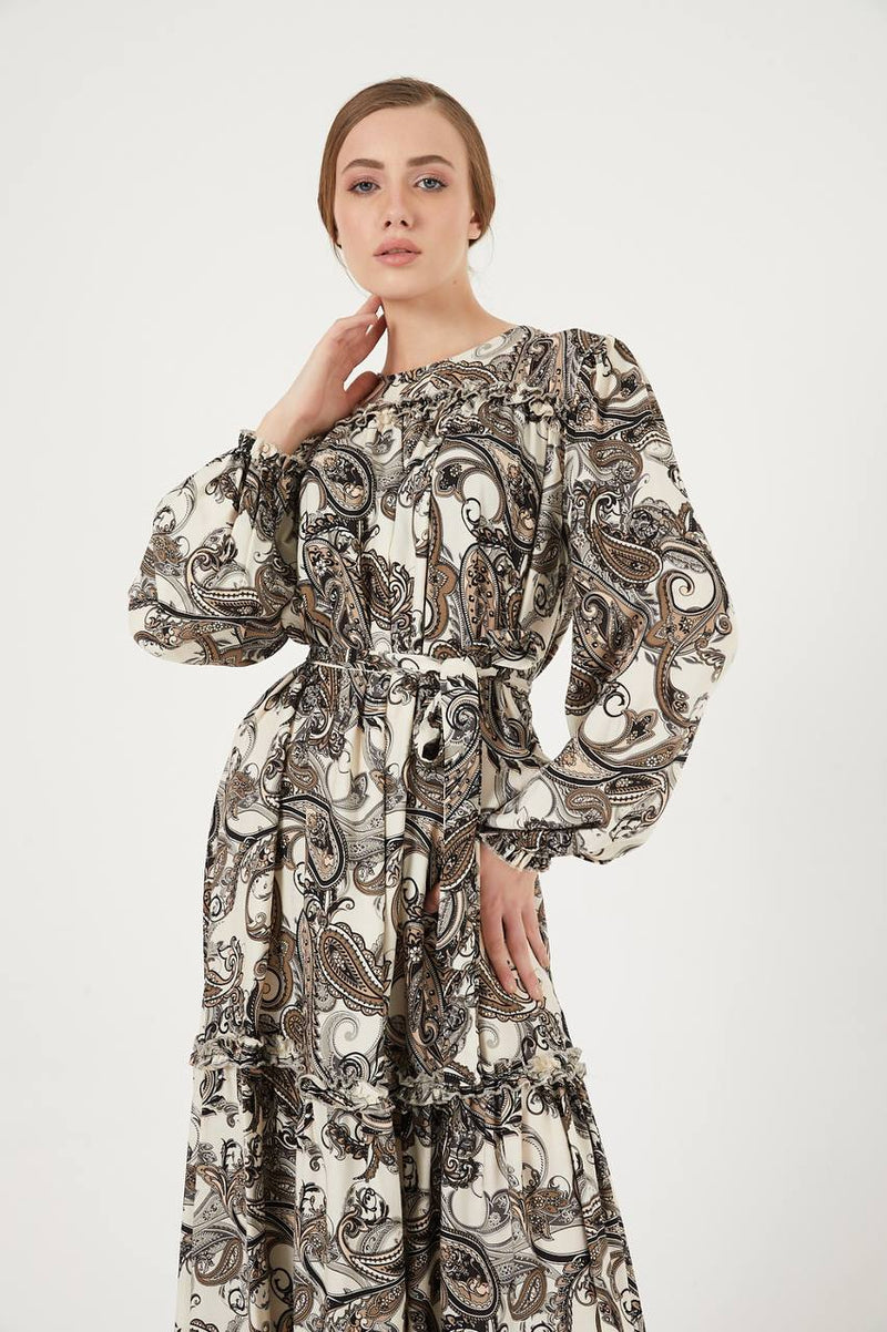 Abstract Floral Print Soft Maxi Dress