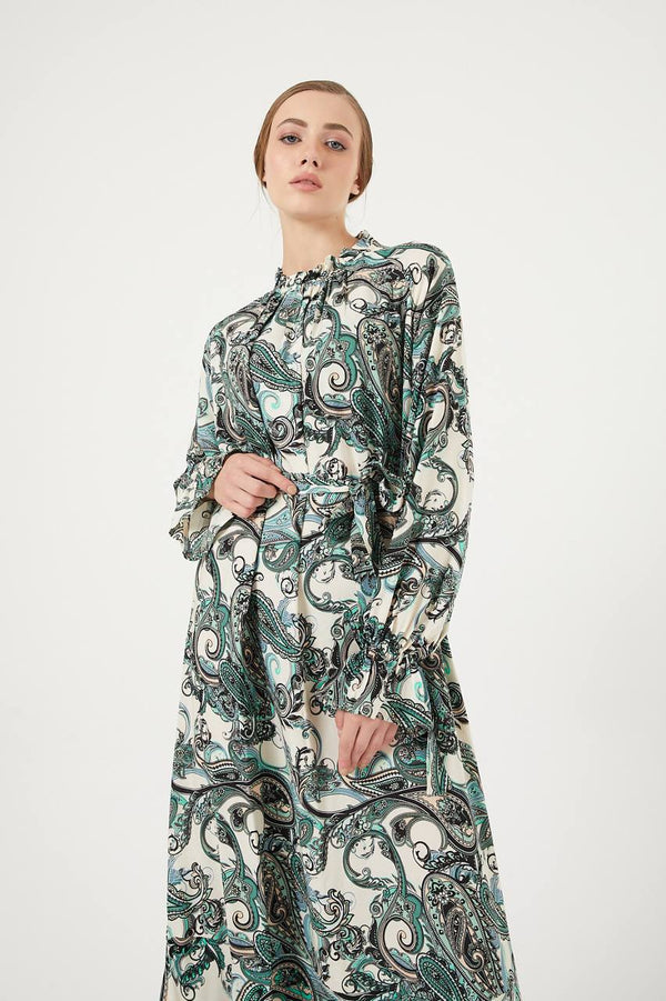 Abstract Floral Print Soft Maxi Dress