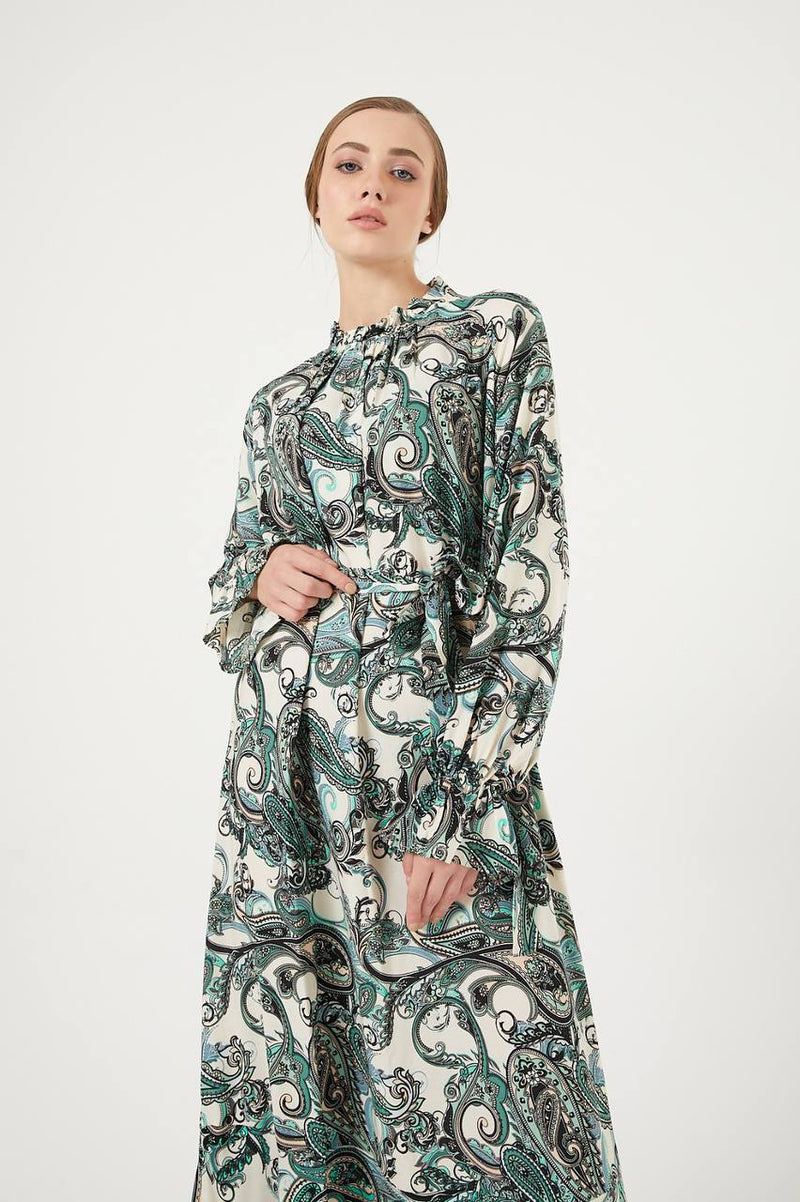 Abstract Floral Print Soft Maxi Dress