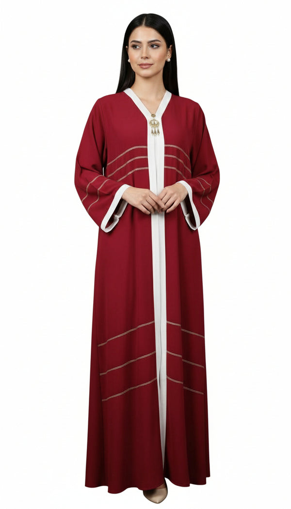 Premium Embroidered Trim Open Abaya