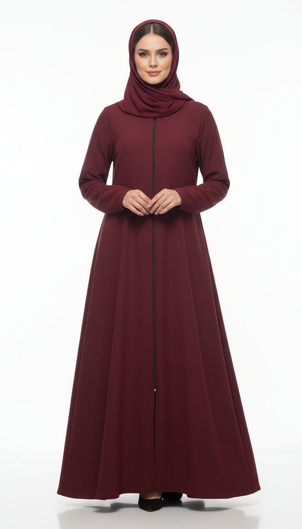Minimalist Zip-Front Abaya