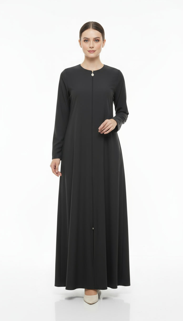Minimalist Zip-Front Abaya
