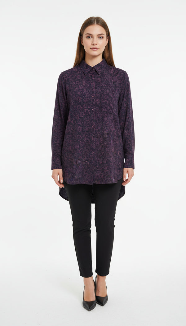 Floral Micro-Print Tunic Shirt