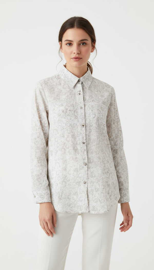 Floral Micro-Print Tunic Shirt