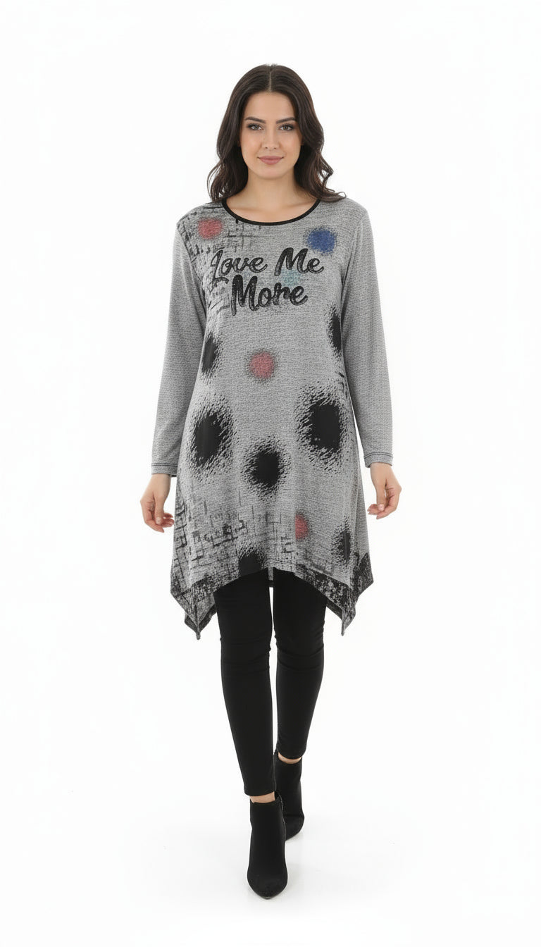 Graphic Print Soft Asymmetrical Tunic