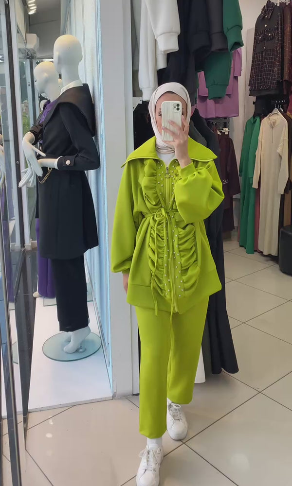 Modern Ruched Modest Two-Piece Set