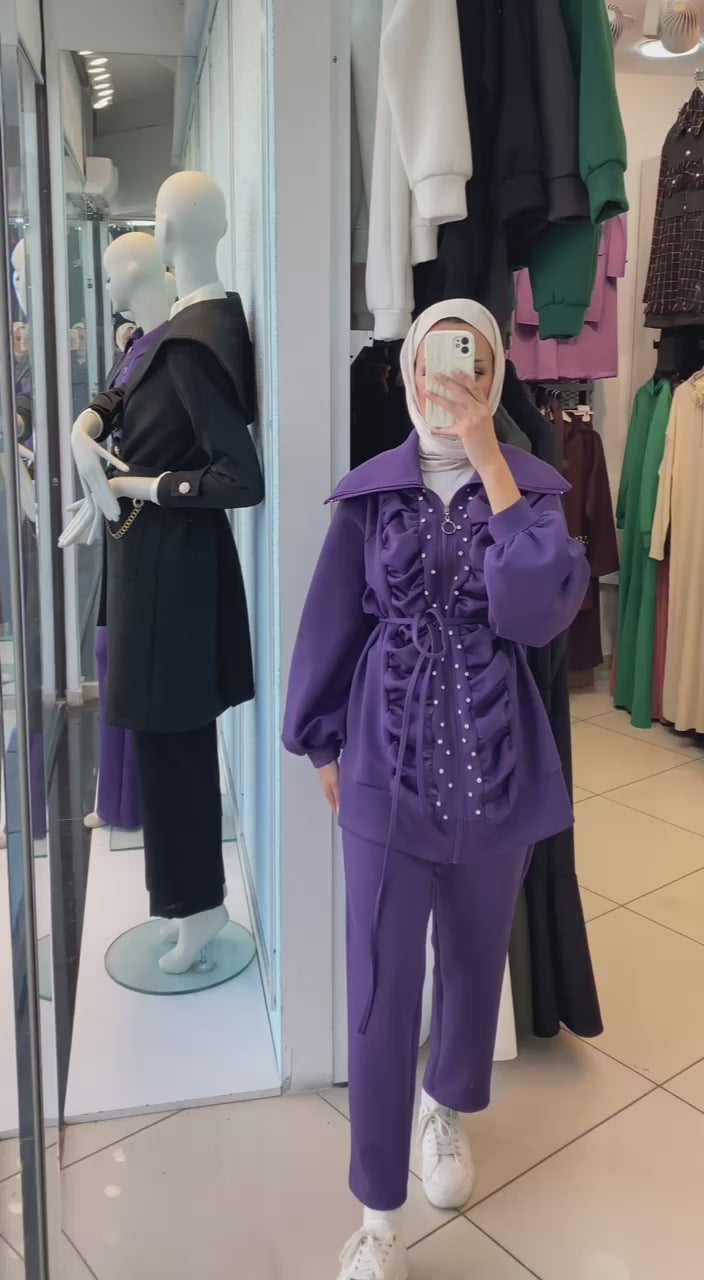 Modern Ruched Modest Two-Piece Set