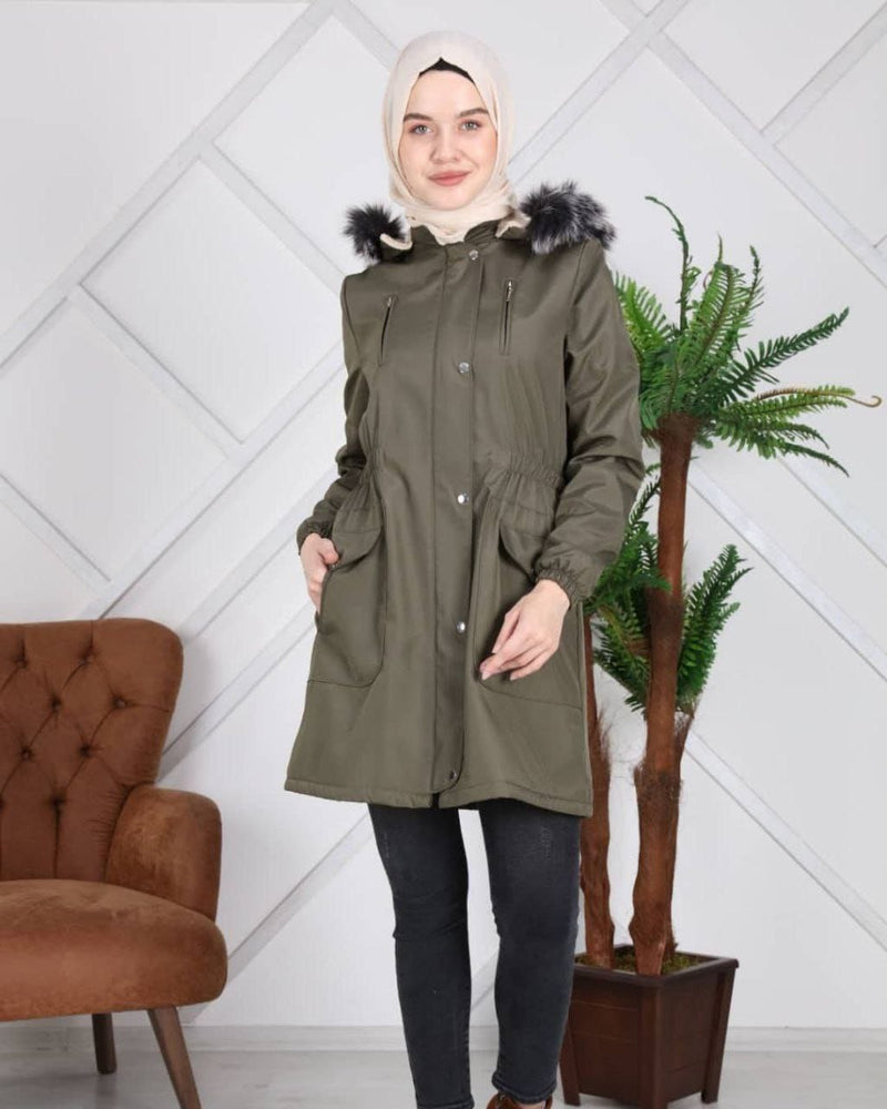 Faux Fur Hooded Modest Parka