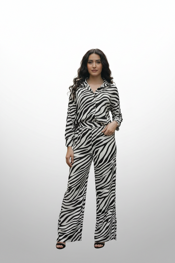 Zebra Print Relaxed Shirt and Pant Set