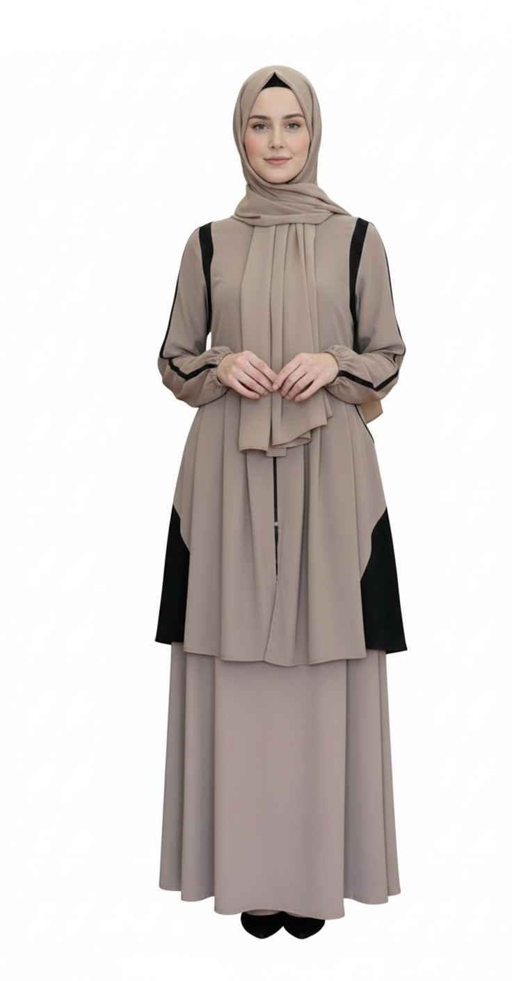 Soft Paneled Zip-Up Modest Set