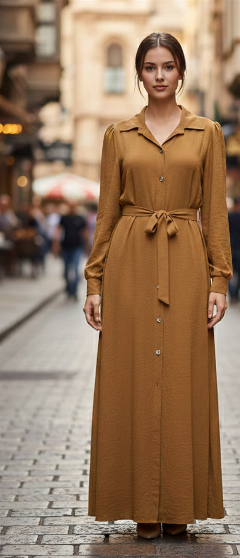 Classic Collared Shirt Dress