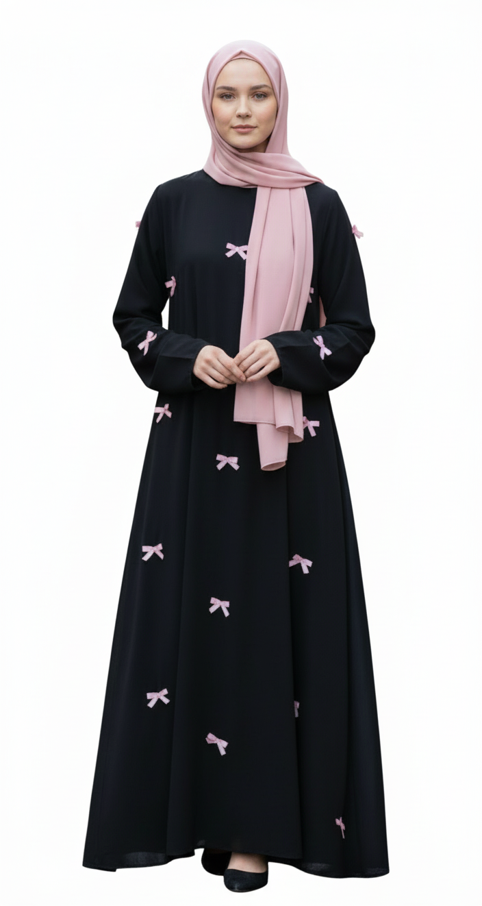 Soft Bow-Detailed Modest Abaya