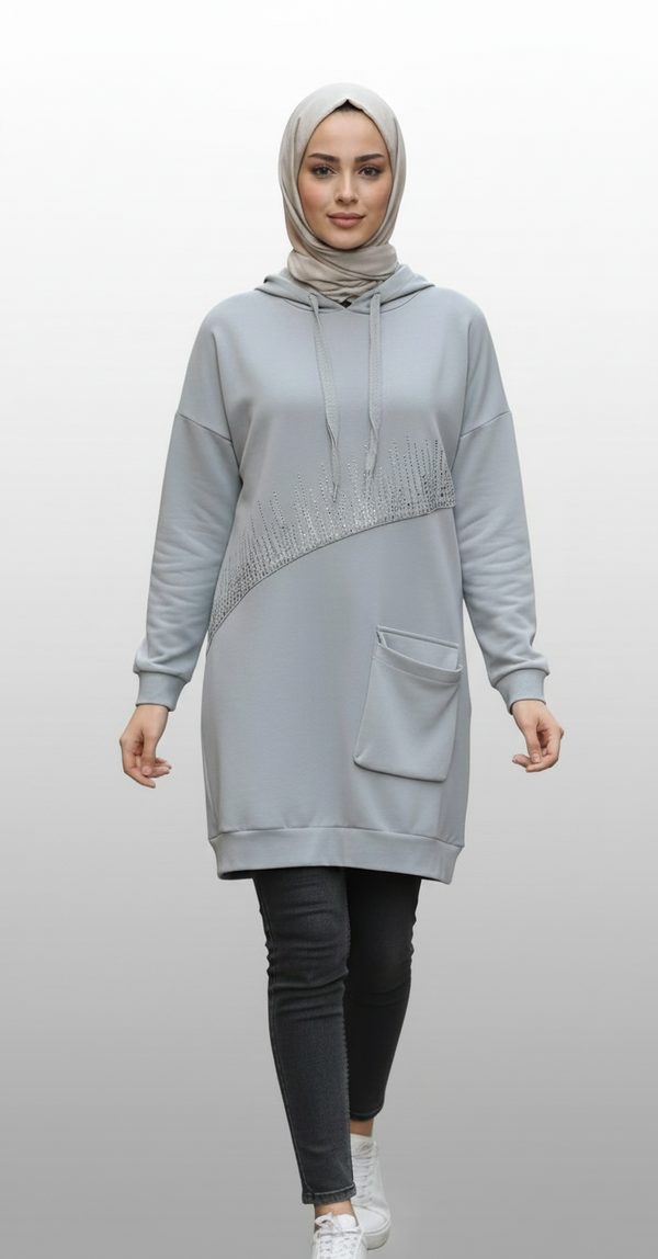 Long Modest Hoodie Tunic