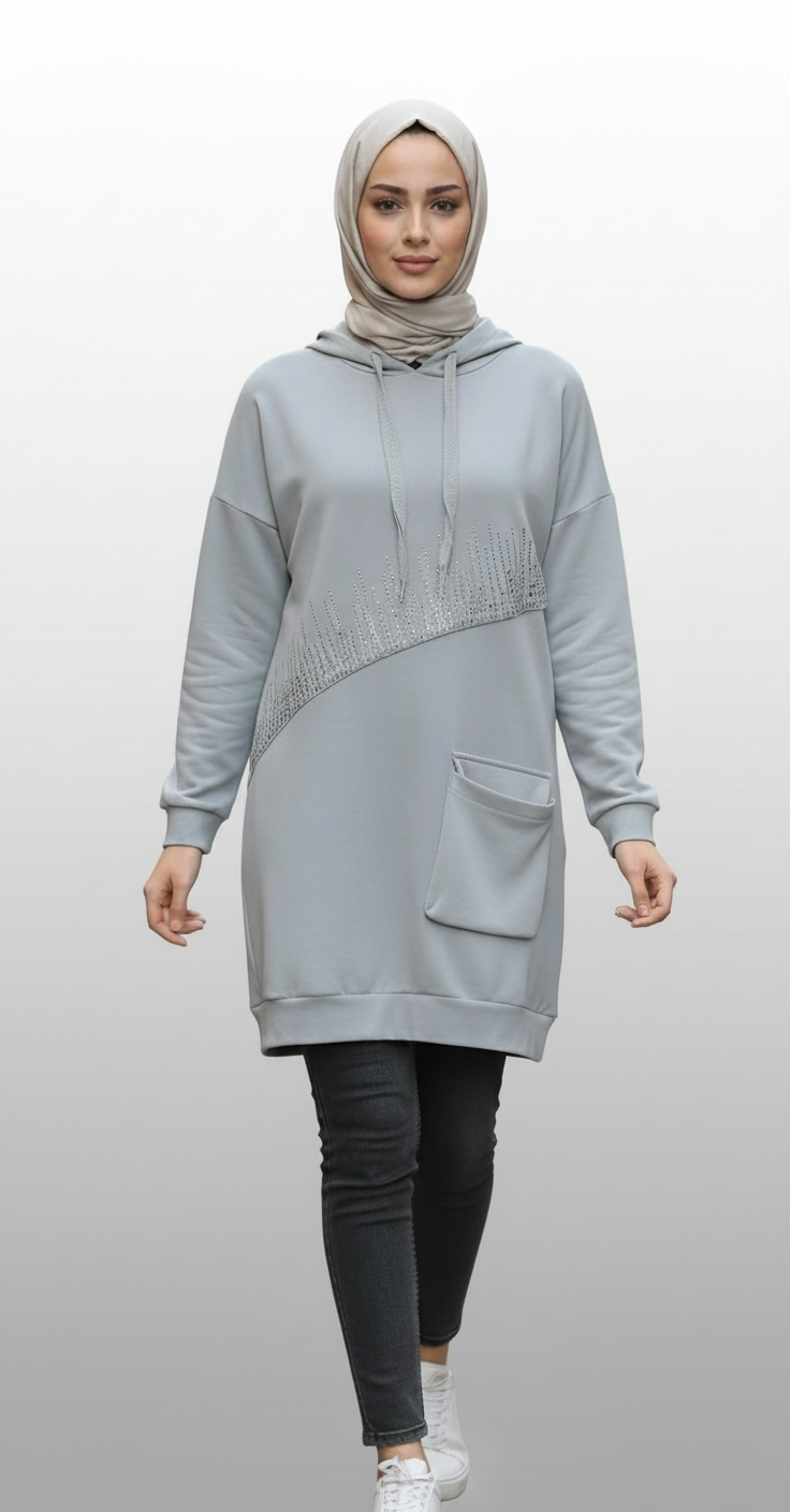 Long Modest Hoodie Tunic