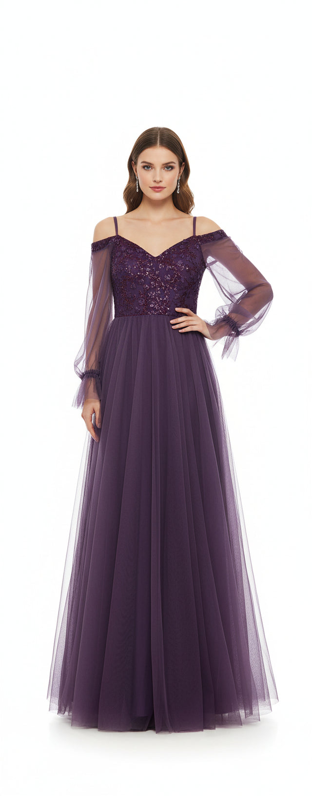 Sequin Tulle Evening Dress