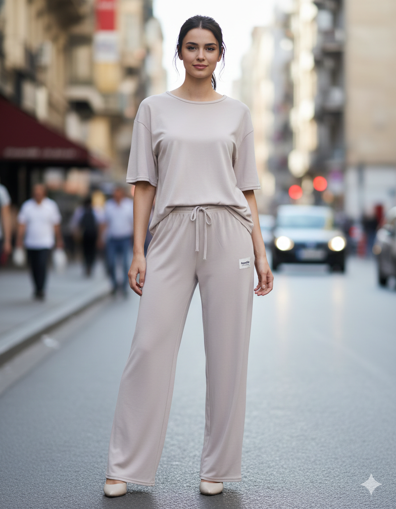 Soft Knit Wide-Leg Leisure Set