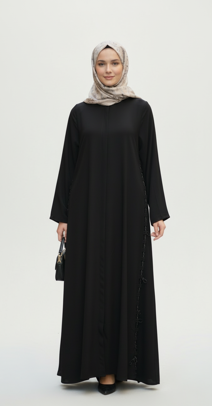 Premium Flowy Abaya with Side Tie Detail