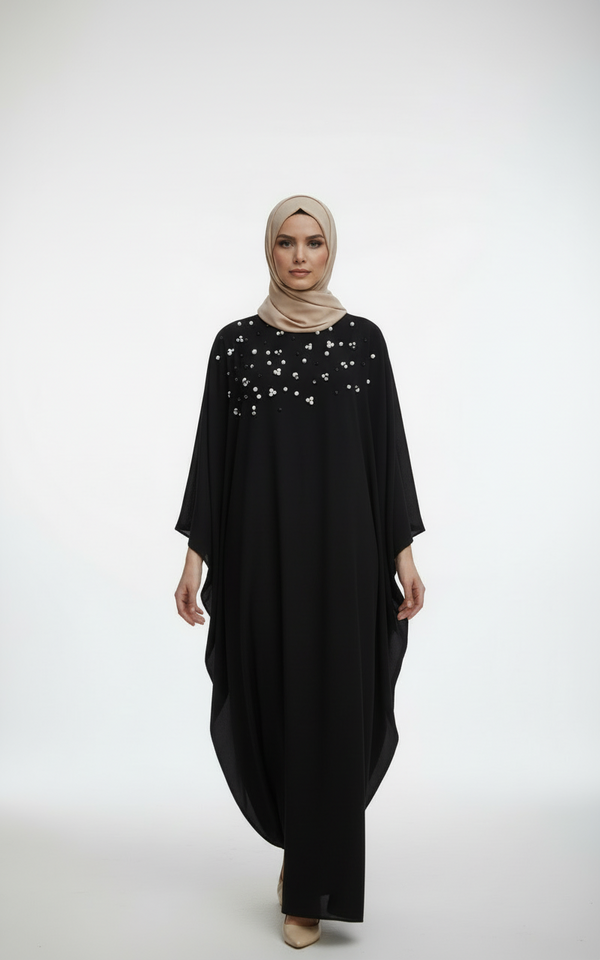 Crystal Embellished Flowy Modest Kaftan