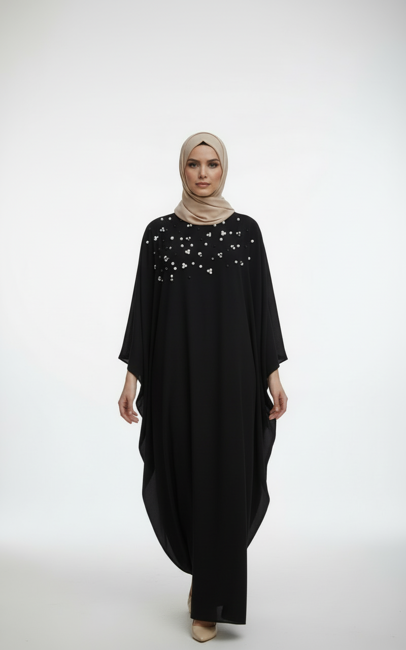Crystal Embellished Flowy Modest Kaftan