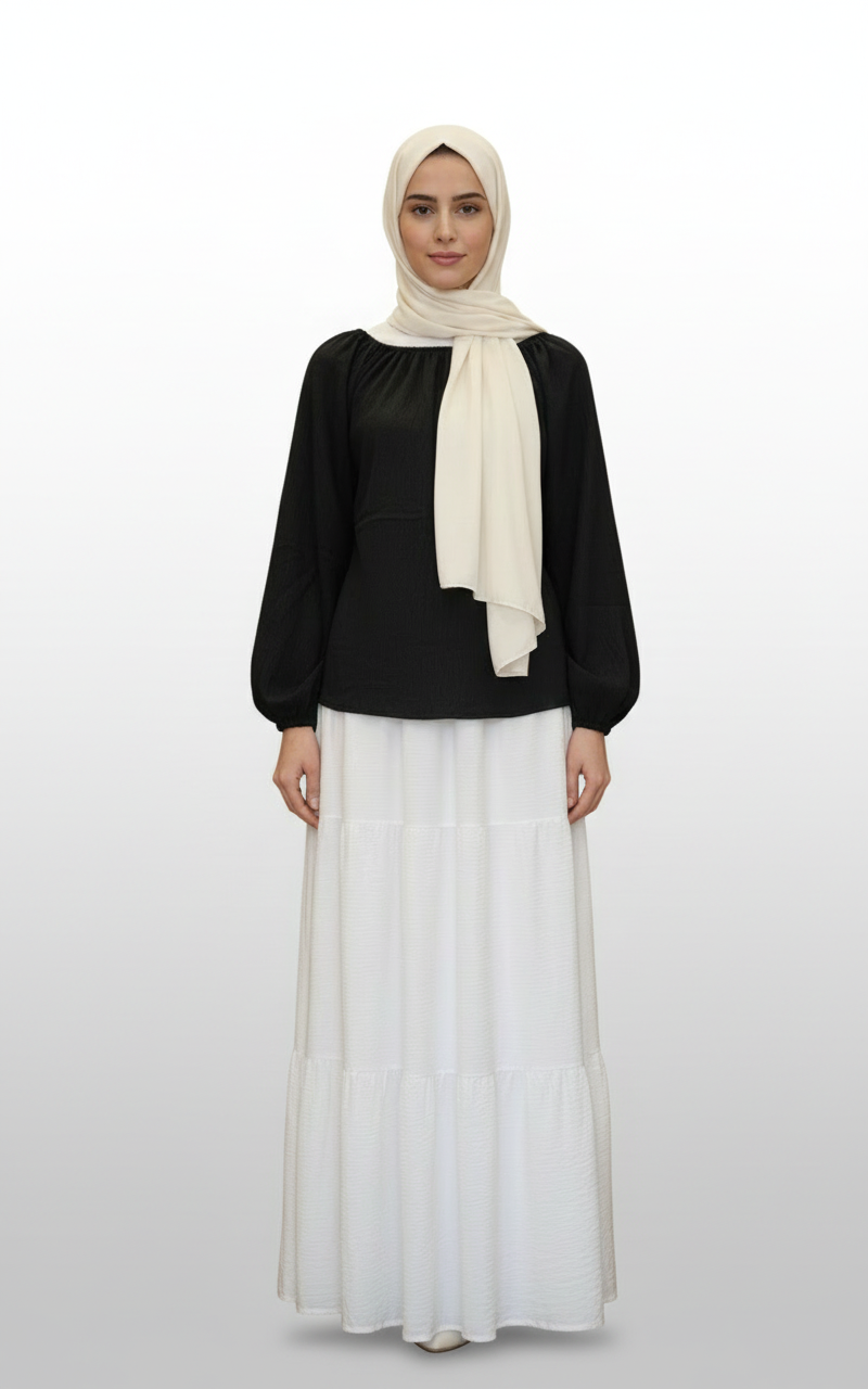 Puff Sleeve & Tiered Modest Set