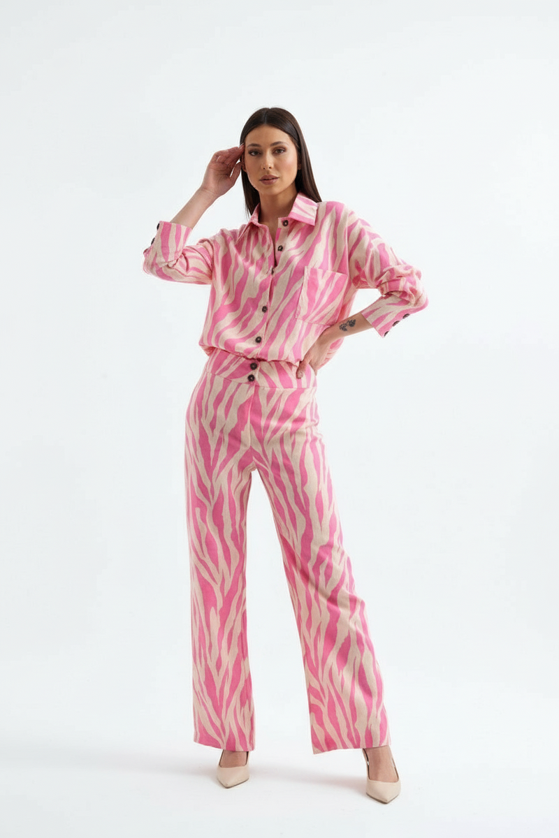 Patterned Casual Shirt and Trouser Set