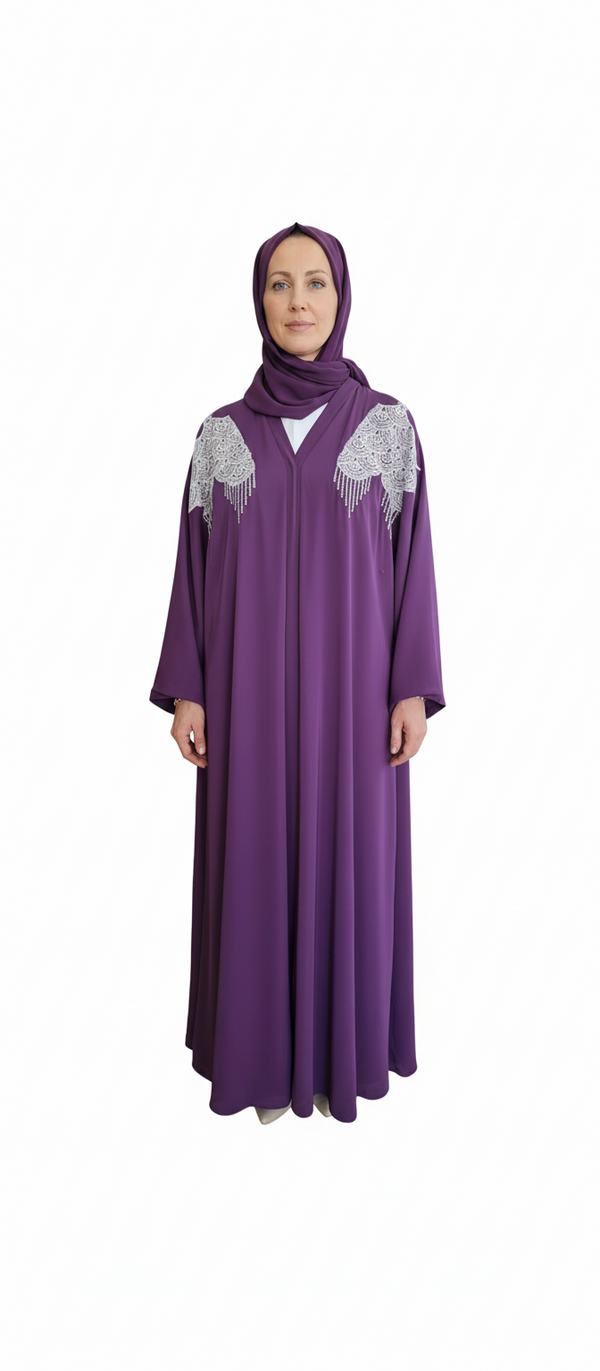 Embroidered Sleeve Soft Abaya