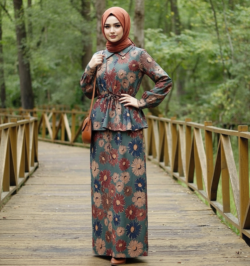 Floral Print Modest Dress