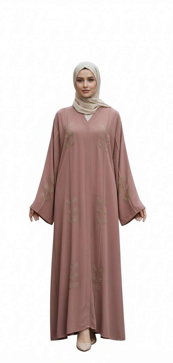 Soft Leaf Embroidered Modest Abaya