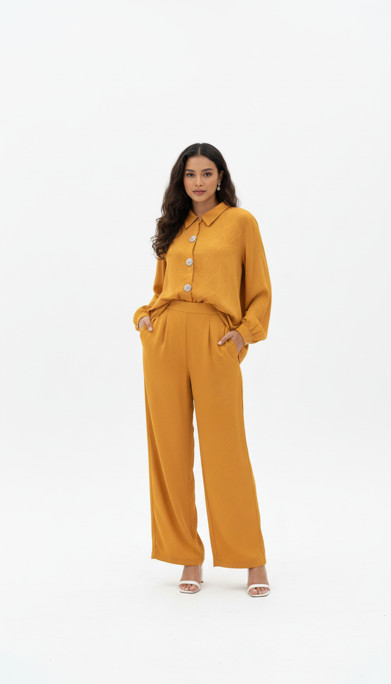 Geometric Texture Modest Trouser Set