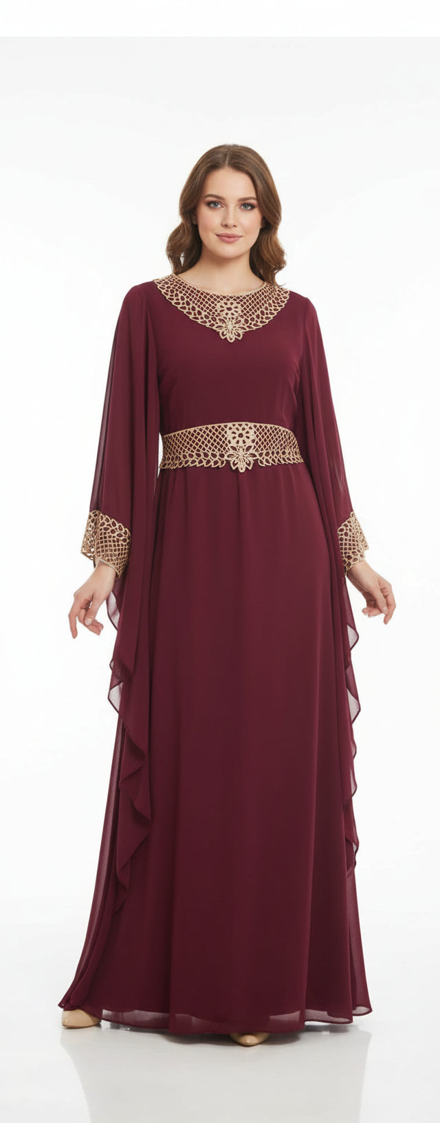 Gold Trim Kaftan Dress