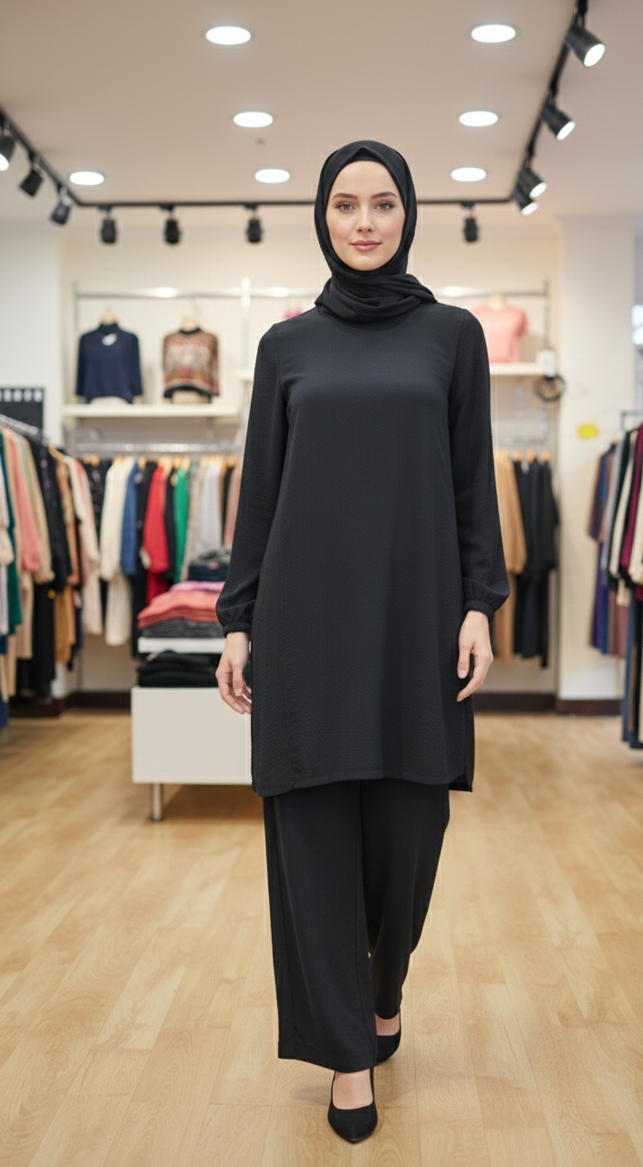 Textured Knit Tunic and Wide-Leg Set