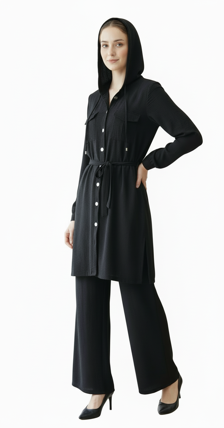 Soft Textured Hooded Modest Set