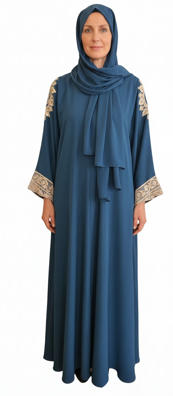Embroidered Sleeve Soft Abaya
