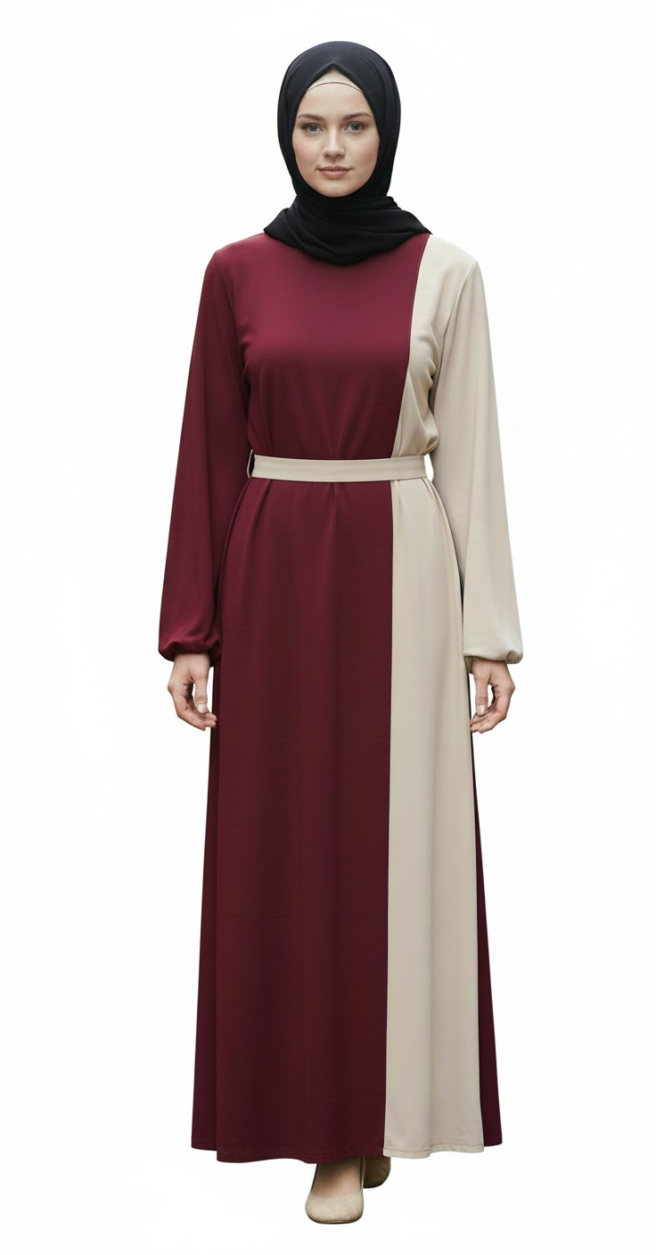 Soft Color Block Long Dress