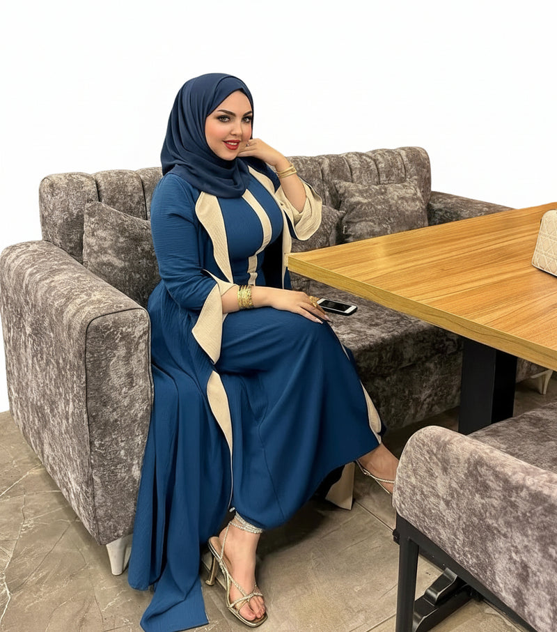 Soft Modest Contrast Panel Abaya