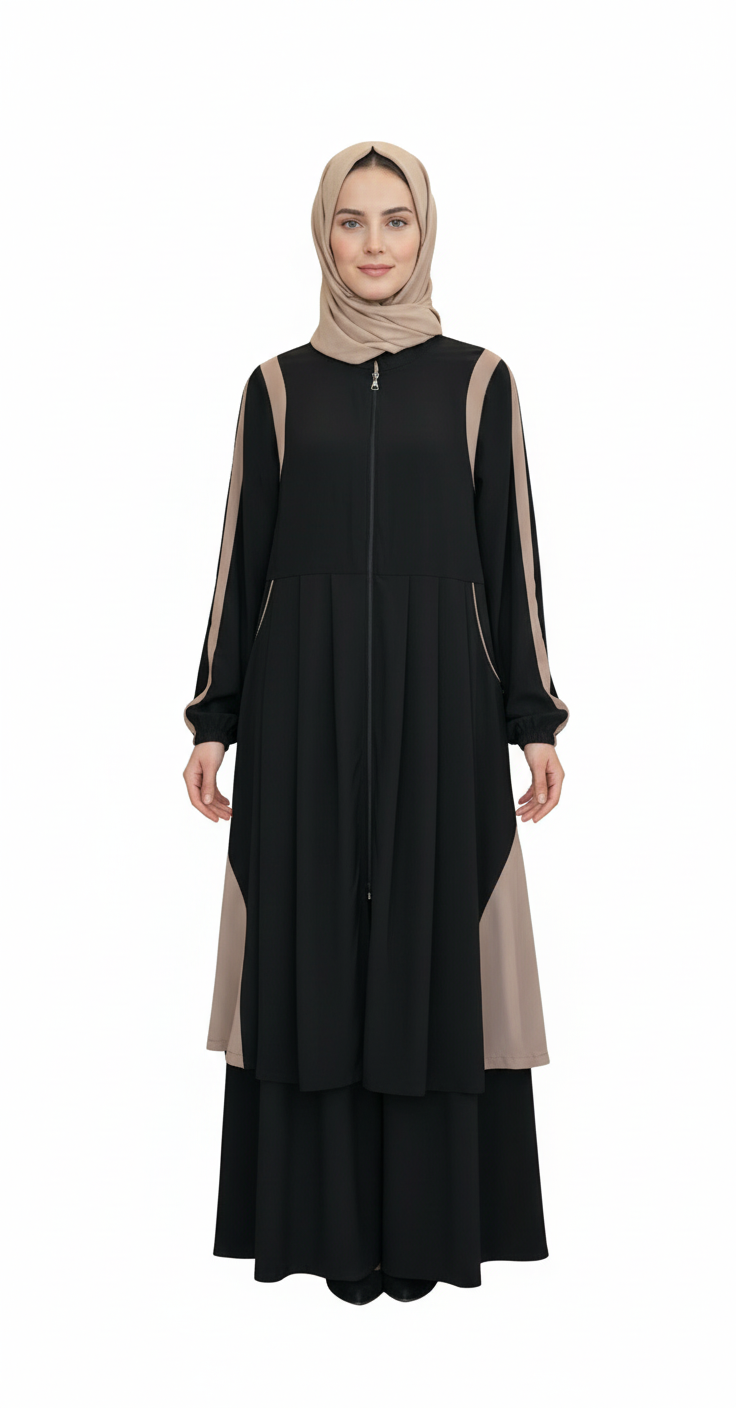 Soft Paneled Zip-Up Modest Set