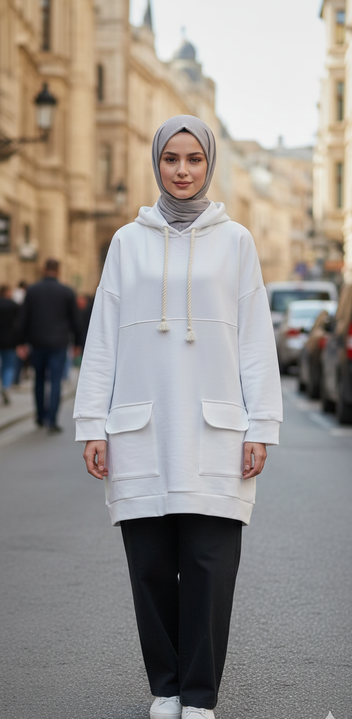 Long Modest Hoodie Tunic