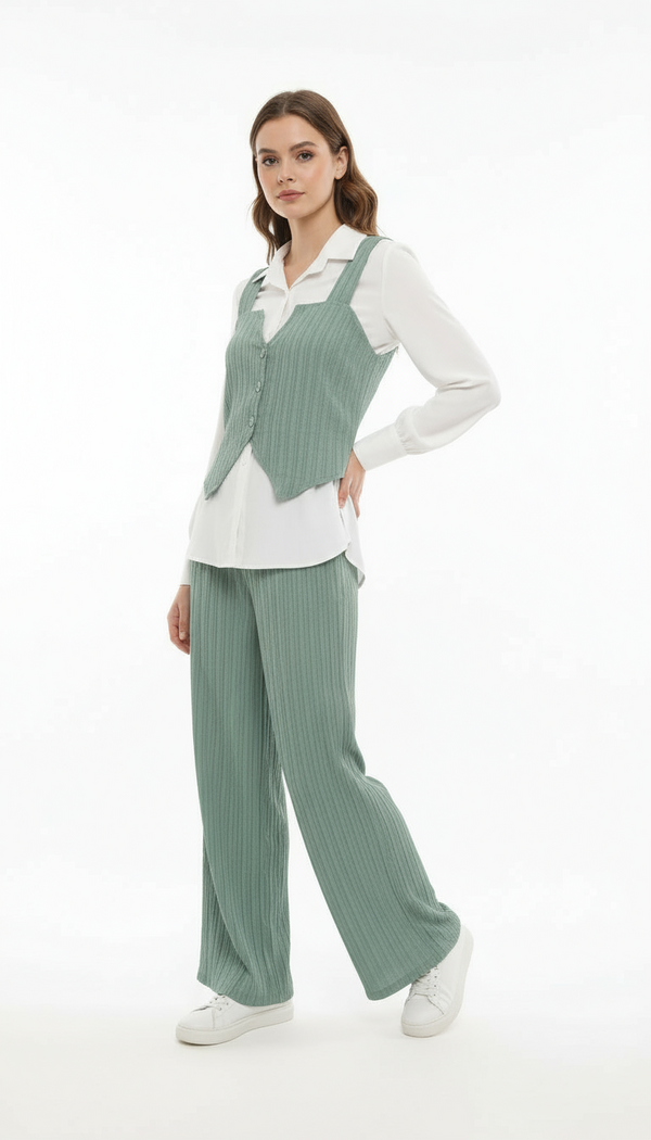 Ribbed Texture Three-Piece Set