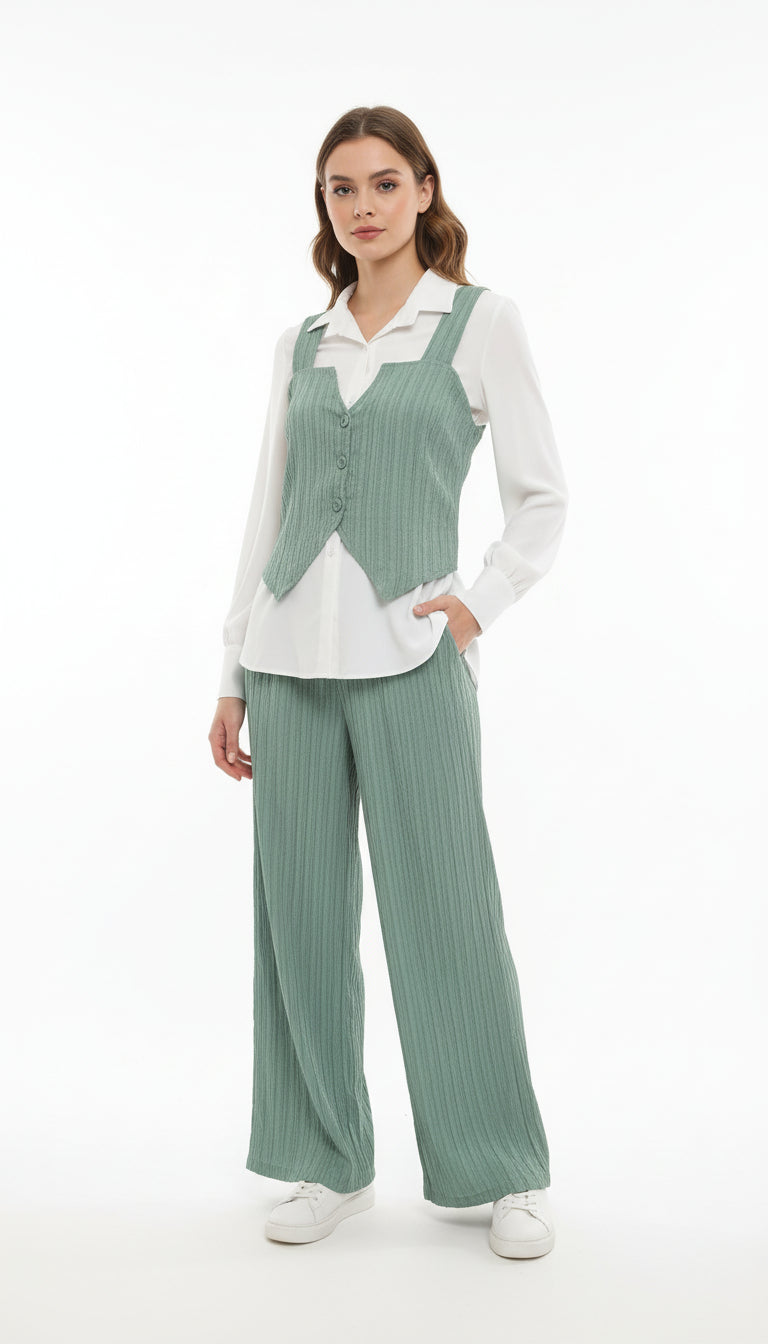 Ribbed Texture Three-Piece Set