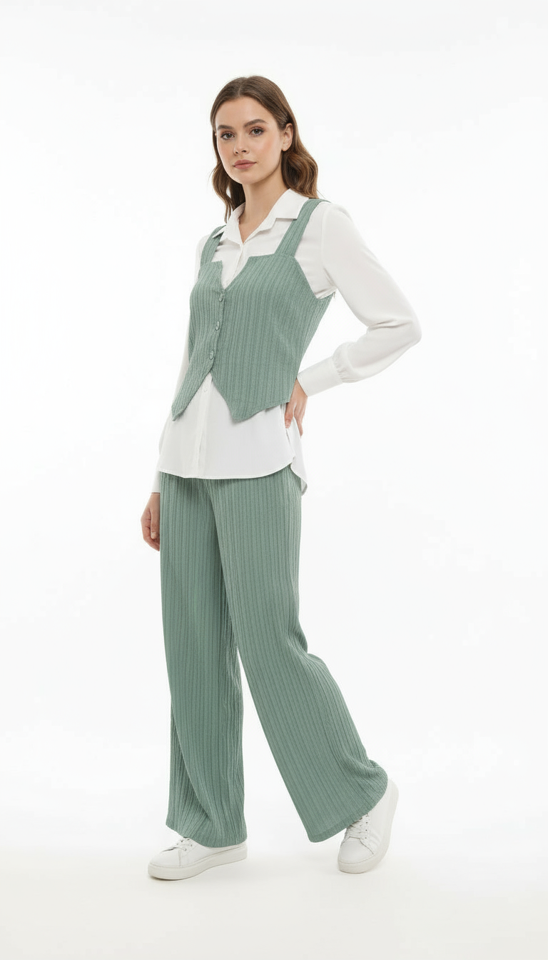 Ribbed Texture Three-Piece Set