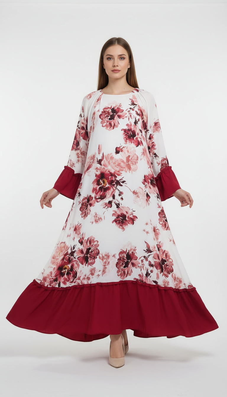 Flowy Ruffle Hem Floral Dress