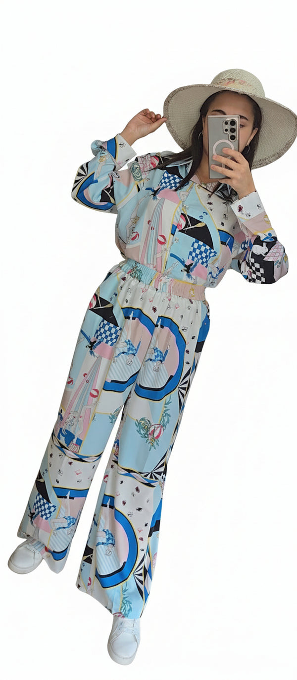 Soft Abstract Print Modest Jumpsuit