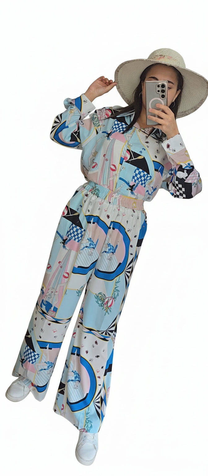 Soft Abstract Print Modest Jumpsuit